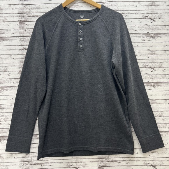 Mack Weldon Other - Mack Weldon Thermal Henley Shirt Men's Large Gray Long Sleeve Waffle Knit Wool